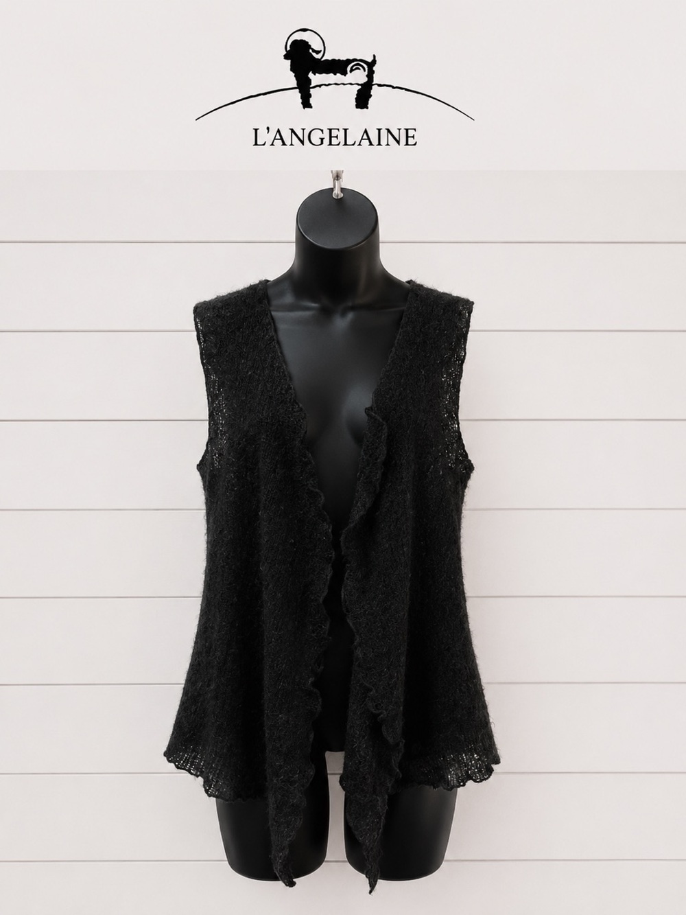 L’ANGELAINE – Black Wool & Kid Mohair Knit Vest (P/M)